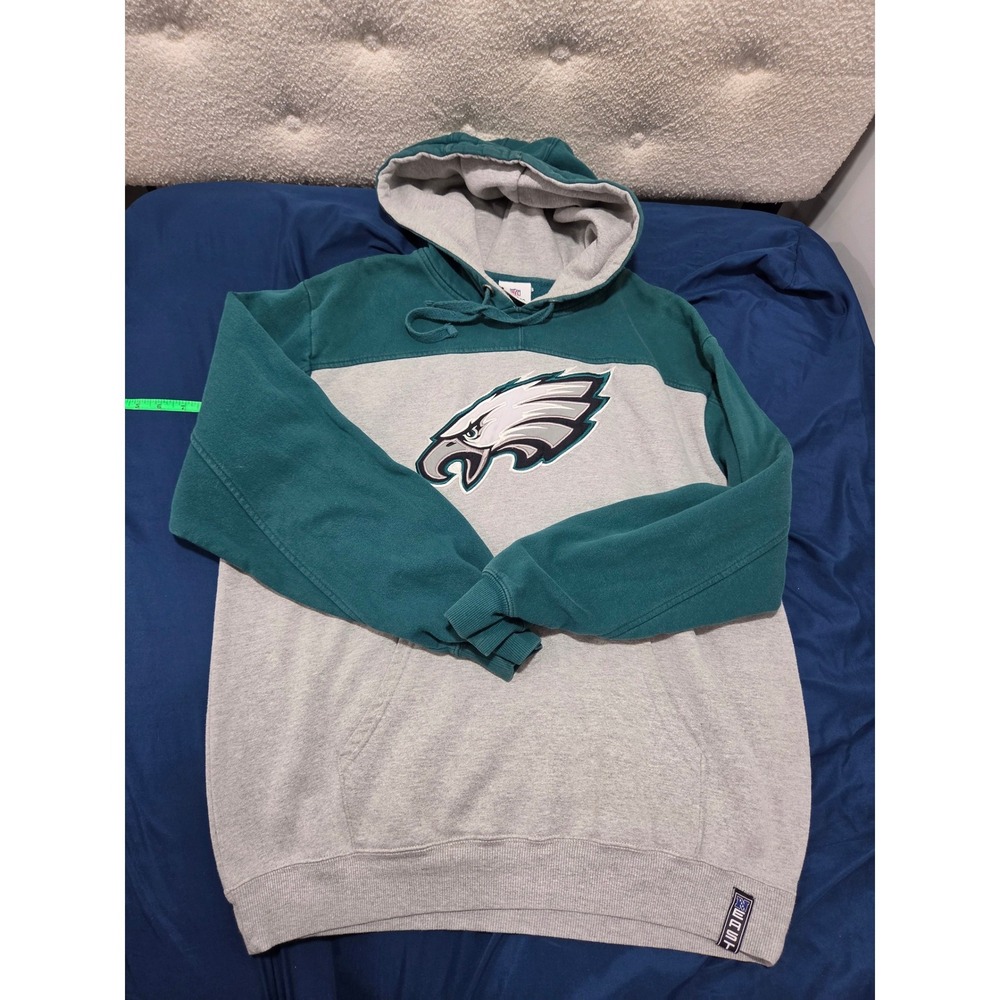 NFL Team Apparel Philadelphia Eagles Hoodie Gray Green Embroidered Logo Mens XL